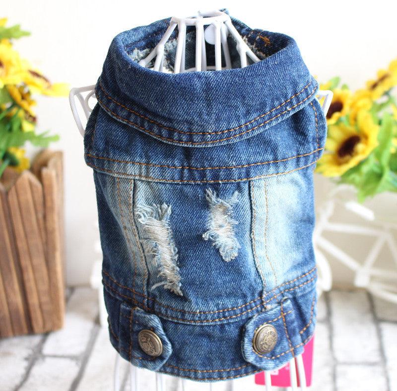 Stylish Denim Dog Jacket: Trendy Pet Fashion For Small Dogs-7